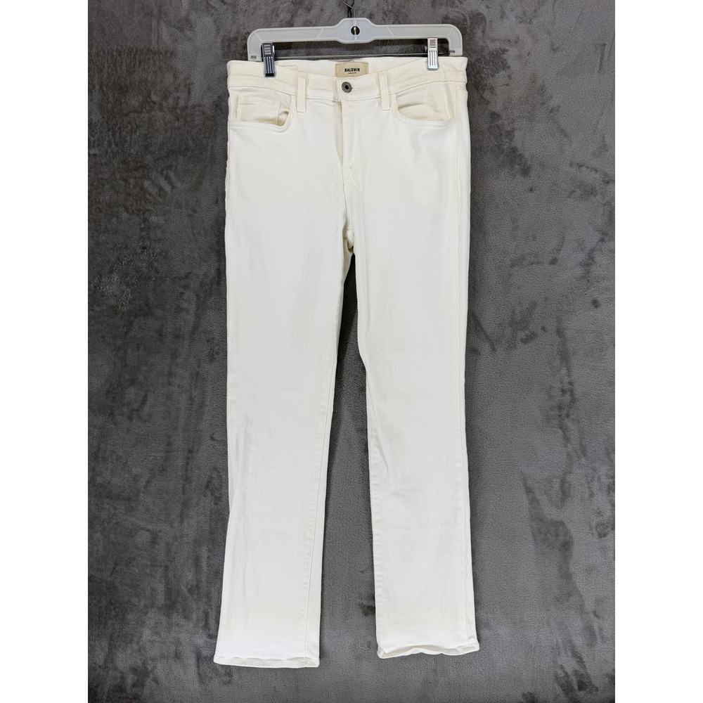 Baldwin Cindy Baby Boot Jeans Optic White Mid Rise Stretch Denim Womens Size 28
